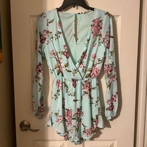 Light Blue Floral Romper